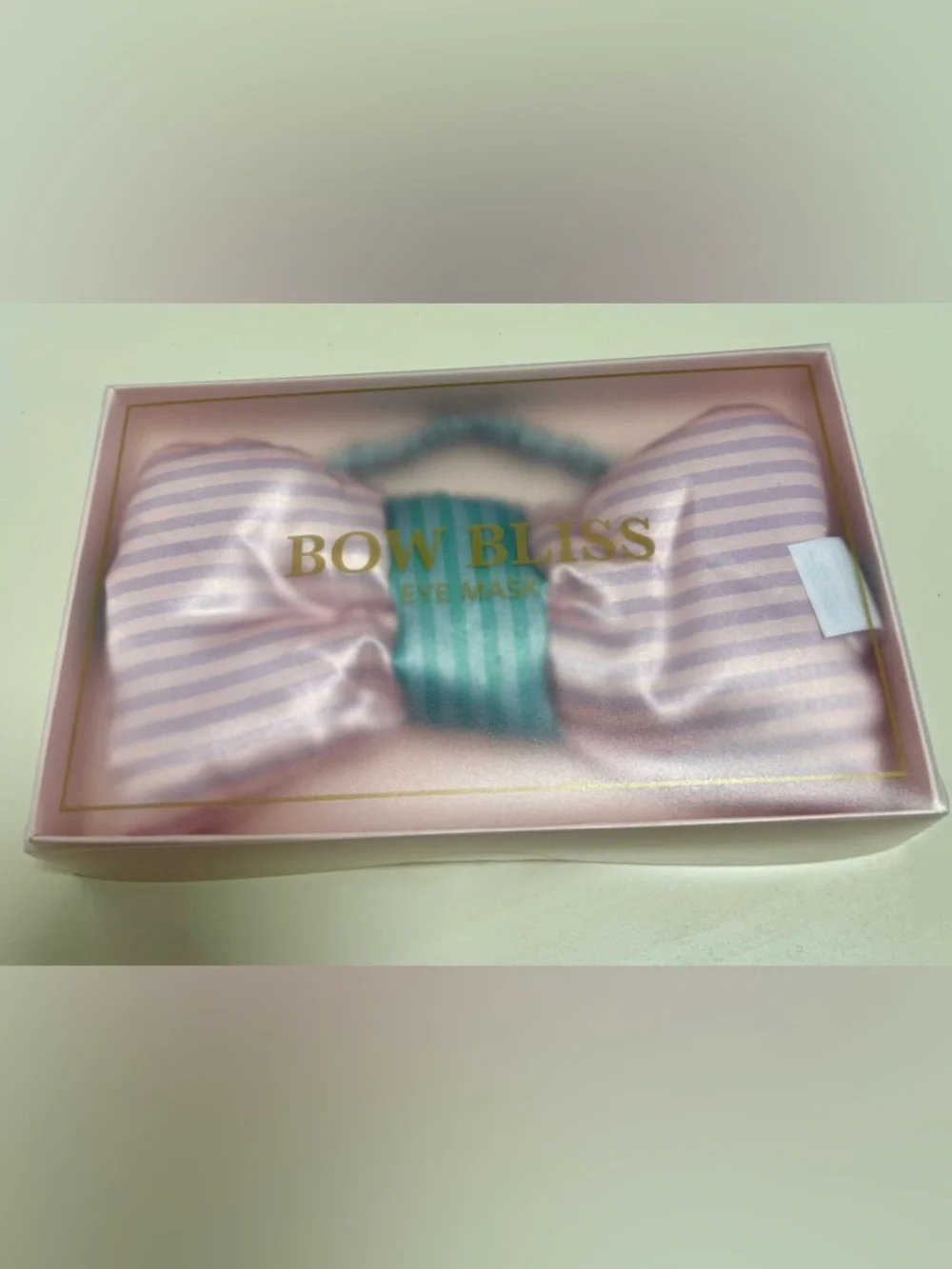 Bow Bliss Striped Bow Eye Mask - Pink & Teal